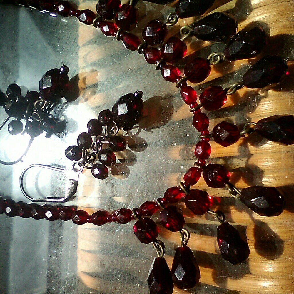 Robert Rose Crystal Necklace and Earrings
